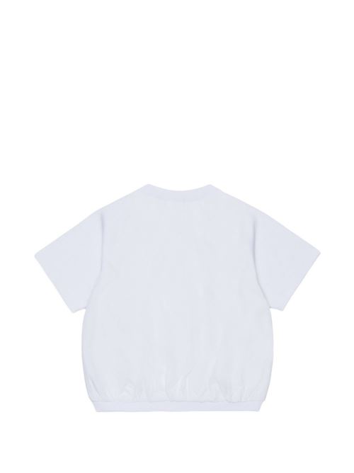 T-shirt bambina Dsquared2 bianca con logo e dettaglio fondo elastico Dsquared Kids | DQ3450D0AJ1DQ100